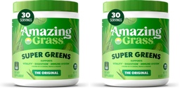 Poudre super-alimentaire de grenadelles étonnantes : Poudre de grenadères avec enzymes et probiotiques digestifs, spiruline biologique, Chlorella et poudre de racines de betterave, originale, 30 portions (60 portions totales)