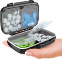 BEXEEN Petite boîte à pilules pour la purse Mini Pill Case - Médecine Pill Organizer Travel - Portable Pill Container Compact Pill Holder Huisture Proof Pocket Vitamine Organizer 4 Compartiment Kit de médicaments