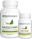 BiOptimiseurs - P3-OM et groupe MassZymes - Enzymes et probiotiques digestifs Premium pour les femmes et les hommes - Formulés par un médecin (120 capsules MassZymes, 60 capsules P3-OM)