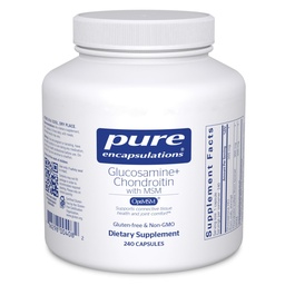 Encapsulations pures Glucosamine Chondroitine avec MSM - Soutient la formation de cartilage mixte et normale* - Maintient l'activité enzymatique - Sans gluten et sans OGM - 240 capsules