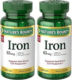 Fer 65 mg (325 mg de sulfate ferreux), 2 bouteilles (100 Nombre)