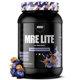 REDCON1 MRE Lite Whole Food Protein Powder, Blueberry Cobbler - Low Carb & Whey Free Meal Replacement with Animal Protein Blends - Easy to Digest Supplement Made with MCT Oils (30 Servings)