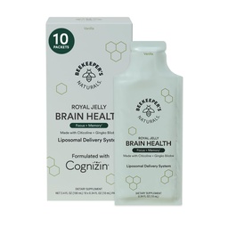Supplément Cerveau Nootrope par Beekeeper's Naturals, 500 mg de Citocoline, Ginkgo Biloba, Bacopa Monnieri & Royal Jelly, soutient Focus & Memory, Easy Absorption, Plus a Tasty Vanilla Flavor, 10ct