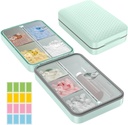 Restree Weekly Pill Organizer, Magnetic Moisture Proof Pill Case, Large Capacity Travel Pill Box with Inner Clear Lid for Vitamins, Supplements, and Daily Medications 8 Compartment (Green)