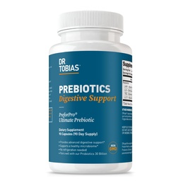 Dr. Tobias Prebiotics Digestive Support, Advanced Prebiotic Supplement for Gut Health, Immune Function & Boost for Probiotics for Women & Men, Vegan, Non-GMO, 90 Capsules, 90 Servings