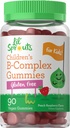 Carlyle Kids B Complexe Gummies de 90 comtes Pêche Flaveur de framboises de non-OGM, sans gluten et supplément végétalien