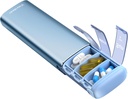 Vaydeer Metal Travel Pill Organizer, 7 Day Weekly Pill Box, Large Capacity Daily Cute Pill Case for Supplements, Pills, Vitamins and Medication (Small,Blue)
