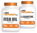 Compléments en vrac Huile de poisson 1000mg Softgels + L-Carnitine Capsules Bundle