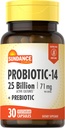 Sundance Probiotic-14 | 25 Billion Cultures | 30 Capsules | with Prebiotics | Vegetarian, Non-GMO, and Gluten Free Supplement
