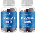 Ashwagandha Gummies - Qualité du sommeil, mémoire et soutien cognitif - Ashwagandha Gummies pour femmes et hommes Pack de 2, 60 portions