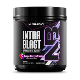 NutraBio Intra Blast Bcaa poudre de supplément d'acide amino, électrolyte et mélange d'hydratation, intra, pré-entraînement et récupération musculaire, 20g Eaa Amino acides poudre, 5g Glutamine- Crush de raisins, 30 portions