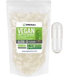 XPRS Nutra Taille 0 Capsules vides - 1000 Compter Capsules vides de végétalien - Pilules végétariennes - Bricolage Gélule végétale Remplissage - Veggie Pill Caps pour Do-It-Youlf Suppléments