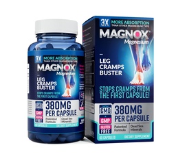 MAGNOX® Buster | Patented Clinically Tested 380mg Magnesium Supplement for Spasms & Leg Cramps at Night | One Capsule a Day for Almost Full Dosage | 3X More Absorption | Dead Sea Minerals (60 Caps)
