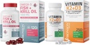 Bronson Vitamin K2 (MK7) with D3 Supplement Omega-3 Fish + Krill Oil 1000 MG