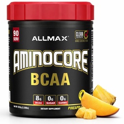 ALLMAX AMINOCORE BCAA Powder for Workout Muscle Recovery & Increased Endurance - Sugar Free, No Fillers 8.18 Grams Bcaas Amino Acids, B Vitamins for Women and Men- 90 Servings | Pineapple Mango, 1035g