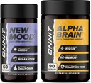 ONNIT Premium Alpha Brain Bundle - Nootropic Brain Supplement (90 Count) for Focus, Concentration & Memory + New Mood Supplement for Stress Relief, Sleep and Mood (60 Count)