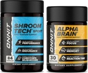 ONNIT Premium Alpha Brain Bundle - Supplément Cerveau Nootropique (30 comtes) pour Focus, Concentration et Mémoire + Shroom Tech Sport pour l'exercice, l'énergie et la performance cardiovasculaire (84 comtes)