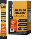 ONNIT Alpha Cerveau Flavor instantané de pêche - Supplément mémoire boosteur de cerveau nootrope - pour Focus, Energy & Clarity - Alpha GPC Choline, Cats Claw, L-Theanine, Bacopa - 30ct