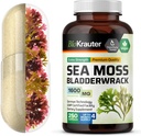 BIO KRAUTER Irish Sea Moss Capsules 1600 mg - 250 Compte - Vegan Bladderwrack avec supplément de mousse de mer Chondrus Crispus