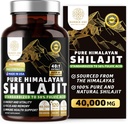Pure Himalayan Shilajit Supplement for Men and Women, [40 000MG, Max Strength] Contient 50% d'acide fulvic avec plus de 85 minéraux traces pour soutenir l'énergie, le cerveau et l'immunité, 120 Veg Caps