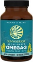 Sunwarrior Vegan Omega 3 DHA & EPA Supplément Huile d'algues Alternative préférée à l'huile de poisson soutient le cerveau articulaire et la santé cardiaque (60 comte)