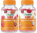 Lifeable Probiotic 2 Billion CFU Kids + Multivitamin Kids, Gummies Bundle - Great Tasting, Vitamin Supplement, Gluten Free, GMO Free, Chewable Gummy
