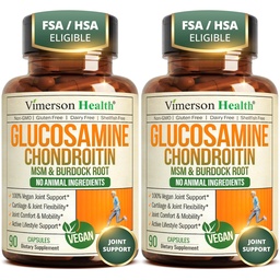 Glucosamine Chondroïtine MSM – Supplément de soutien conjoint pour les femmes et les hommes avec Glucosamine Sulfate 1500 mg, Chondroïtine et MSM – pour le cartilage, la santé articulaire et la flexibilité – 2 Pack, Vegan