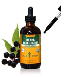 Herb Pharm Certified Black Elderberry Liquid Extract for Immune System Support, Glycérite sans alcool, 4 Once
