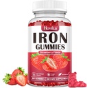 Iron Gummies Supplement for Women & Men, Kids Iron Supplements for Anemia with Vitamin C, B12, Folate - Blood Builder & Energy Support for Iron Deficiency - Sugar Free Strawberry Flavor, 60 Gummies