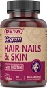 DEVA Vegan cheveux, ongles et vitamines de peau et minéraux avec biotine, supplément, 90 comprimés