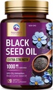 Black Seed Oil 1000mg - Premium Extra Strength Nigella Sativa Black Seed Oil - Black Seed Oil Skin, Digestive Health & Immune Support - Non-OGM Antioxydant, Supplément sans gluten - 120 Softgels