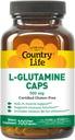 Country Life L-Glutamine 500 mg with B6 – Supports Muscle Recovery, Endurance & Athletic Performance – Vegan, Gluten-Free, Kosher Amino Acid Supplement – 100 Capsules