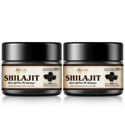 Résine chilajit biologique chilajit pure himalayenne - 600mg Potence maximale Résine chilajit biologique naturelle avec 85+ minéraux traces et acide fulvic pour l'énergie, support immunitaire, 30 Grams (2 Pack)