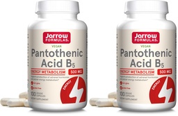 Formules de collants Acide pantothénique B5 500 mg - 100 capsules de légumes - Vitamine B essentielle - Production d'énergie et soutien au métabolisme - 100 portions (paquet de 2)