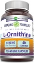 Formules étonnantes L-Ornithine 1500 Mg par portion Capsules de Véggie Supplément de L-Ornithine