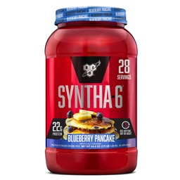 BSN SYNTHA-6 Poudre de protéines premium avec 6g de fibre, protéines de lactosérum, caséine micellaire, mélange isolat de protéines de lait, 5g de graisse, pancake aux bleuets, 28 portions (paquetage May Vary)