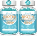 Biotin and Collagen Gummies with B12, Hair Skin and Nails Vitamins Gummies for Hair Growth, Glowing Skin & Strong Nails - Blueberry Flavor, Sugar Free, 120 Ct