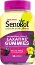Senokot Dietary Supplement Laxative Gummies, Natural Senna Extract, Gentle, Overnight Relief from Occasional Constipation, Mixed Berry Flavor, 60 Count.