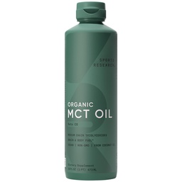 Recherche sportive Keto MCT Huile de noix de coco organiques - Combustible acide gras pour le corps + cerveau - Un seul ingrédient C8 acide caprylique - Parfait dans le café, le thé, et plus - Non-OGM et végétalien - Non aromatisé (16 Oz)