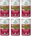 INDE ORGANIQUE Poudre de musc de Psyllium entière Organique - Supplément de fibre de musc de Psyllium, Soutien de digestion, Vegan, Sans gluten, Non-OGM, Soluble & Insoluble Fibre Source - 12 oz Canister, 6 Pack