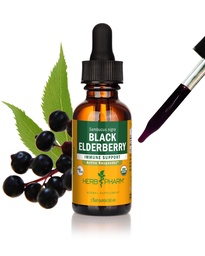 Herb Pharm Certified Black Elderberry Liquide Extract for Immune System Support, Alcool de canne biologique, 1 Oz