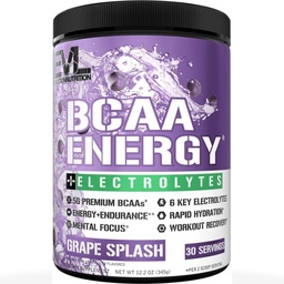 EVL BCAAs Amino Acides Poudre - BCAA Énergie Poudre avant l'entraînement pour la récupération musculaire Plongée croissance et endurance - réhydratation après l'entraînement boisson de récupération avec 6 électrolytes clés - splash de raisin