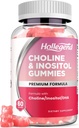 Choline prénatale Inositol Gummies, Supplément Choline à croquer avec DHA, Vitamine prénatale pour les femmes et les enfants, Soutien système nerveux, immunitaire et santé du cerveau, saveur de fraise végétalienne, sans sucre, 60 Ct