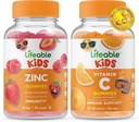 Lifeable Zinc Kids + Vitamin C Kids, Gummies Bundle - Great Tasting, Vitamin Supplement, Gluten Free, GMO Free, Chewable Gummy