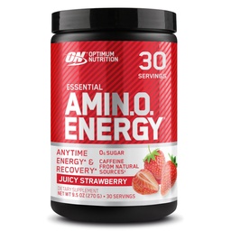 Optimum Nutrition Amino Energy - Pre Workout with Green Tea, BCAA, Amino Acids, Keto Friendly, Green Coffee Extract, Energy Powder - Juicy Strawberry Burst, 9.5 Ounce, 30 Servings (Packaging May Vary)