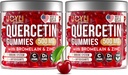 2 Pack - JOYLI Quercetin Gommies avec Bromelain, Zinc, Vitamine C & D3 – Supplément Quercetin sans sucre pour le soutien immunitaire et le bien-être saisonnier – 500mg Quercetin pour enfants et adultes – 60 Gommies par Pack