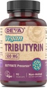 DEVA Supplément végétalien d'hommage - Précurseur de Butyrate, Support de la barrière de Gut, Acide Butyrique, Gélules Vegan 500 MG, Support de Gut Leaky, Digestion, 90 Compte