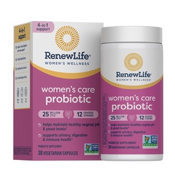Renouveler la vie Capsules probiotiques pour femmes, soutient l'équilibre du pH pour les femmes, la santé vaginale, urinaire, digestive et immunitaire, L. Rhamnosus GG, laiterie, soja et sans gluten, 25 milliards CFU - 30 Ct