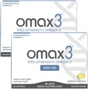 Omax3 Pro-Strength Ultra-Pure Omega-3 Huile de poisson - 1000 mg - Soutien musculaire et articulaire professionnel maximal - EPA DHA - Certifié NSF - 60/per Softgel Blister (paquet de 2)