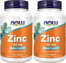 NOW Supplements, Zinc (Zinc Gluconate) 50 mg, Supports Enzyme Functions*, Immune Support*, 250 Tablets (Pack of 2)